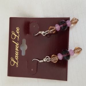New Pink Orange Beaded Dangly Earrings